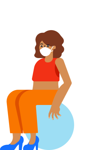 character sitting with mask